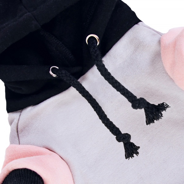 Grey And Dusty Pink Dog Hoodie